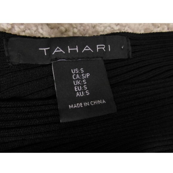 Tahari Black Ribbed Quarter Sleeve Maxi Dress - Picture 8 of 12